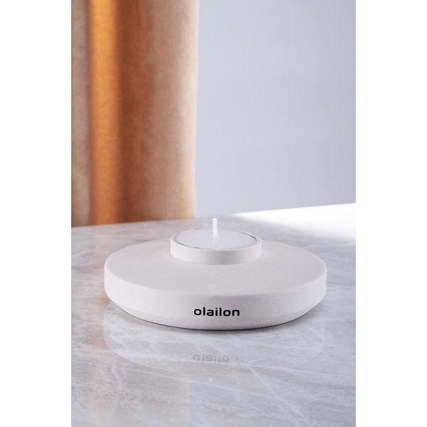 Space Teelichthalter mit Kerze - Beige