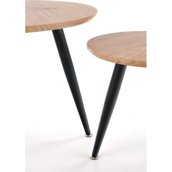 Runder Couchtisch Ø40/59 cm - Eiche/schwarz
