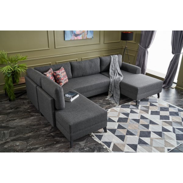 Belen U-Bettsofa - Anthrazit