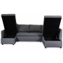 Dream Schlafsofa mit Stauraum (U-Sofa) rechts - Dunkelgrau (Stoff)