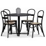 Solano Essgruppe: Tisch 90 cm inklusive 4 Ax Stühle - Schwarze Esche / Rattan + 3.00 x Möbelfüße