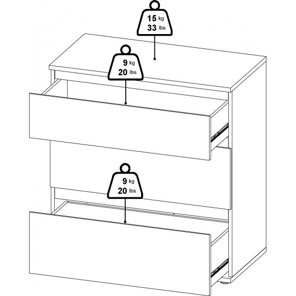 Nova Kommode mit 3 Schubladen - Eiche