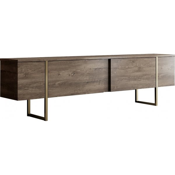 Medienbank 180 cm Walnuss / Gold - Lux