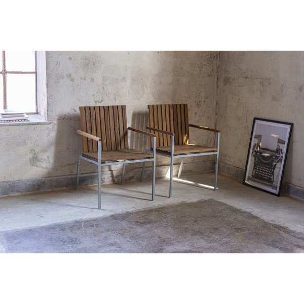 Gartenstuhl Alva – Teak/galvanisiertes Metall