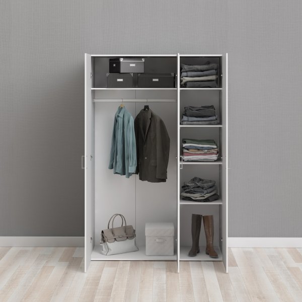 Space-Kleiderschrank mit 3 Türen - Weiß