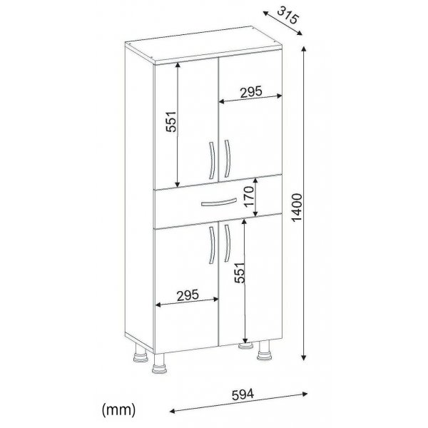 Schrank Arizona 4-türig - Weiß