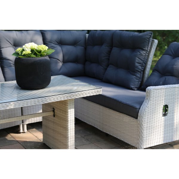 Wembley verstellbares Ecksofa mit Tisch - Leichtes synthetisches Rattan
