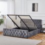 Doppelbett grauer Samt 180 x 200 cm - Dubai + Möbelfüße