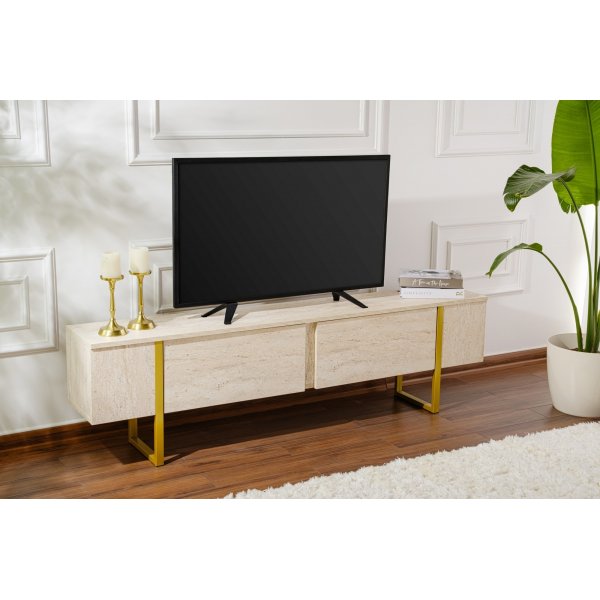 Serenity Medienbank - Travertin/Gold