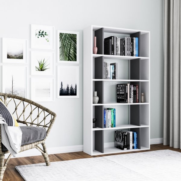 Sanborn Bücherregal - Weiß/Anthrazit
