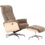 Schaffellsessel mit Fußhocker - Braun / Eiche - Ulla