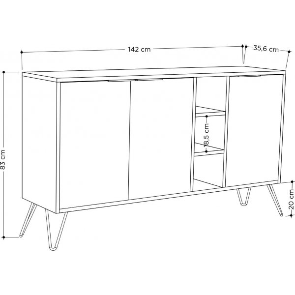 Clara Sideboard - Dunkelbrauner/weißer Marmor