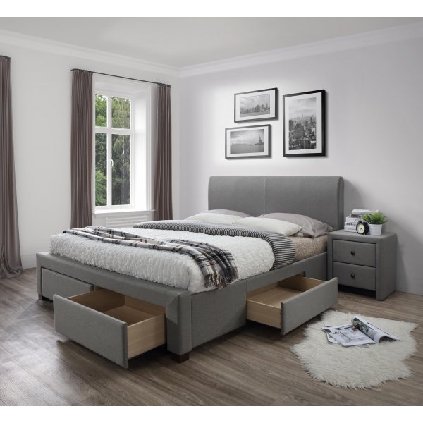 Arijana 140x200 cm grauer Bettrahmen mit Stauraum