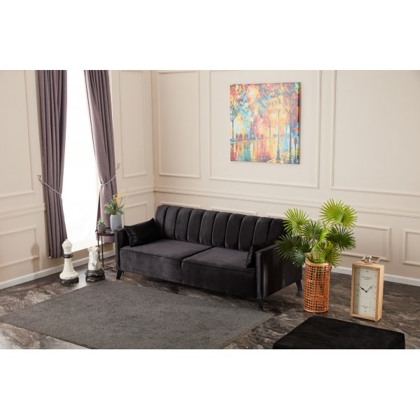 3-Sitzer-Schlafsofa - Schwarz