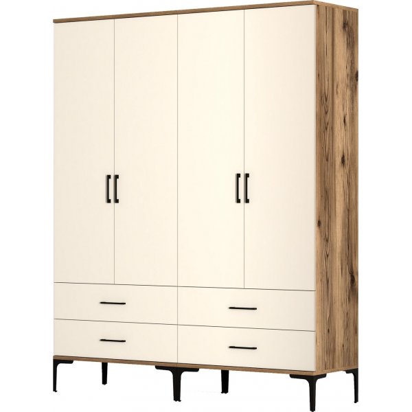 Kumsal Kleiderschrank 14 Walnuss/Creme