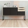 Stubble-Sideboard mit 3 Türen und 2 Schubladen - Schwarz/Eiche