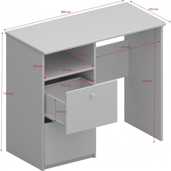 Schreibtisch Memphis 90 x 42,5 cm - Lackierte Kiefer