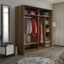 Kapusta Kleiderschrank mit Spiegeltüren, 220x52x210 cm - Braun