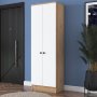 Mendy Kleiderschrank 60 cm - Nussbaum/weiß