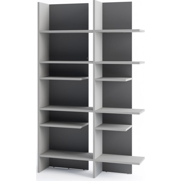 Tiefes Regal mit LED-Beleuchtung links - Grau