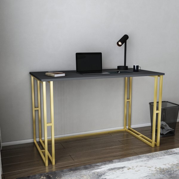 Kane Schreibtisch 120 x 60 cm - Gold/Anthrazit