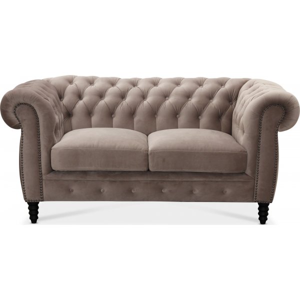 Chesterfield Cambridge 2-Sitzer Sofa - Hellgrauer Samt