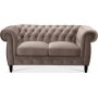 Chesterfield Cambridge 2-Sitzer Sofa - Hellgrauer Samt