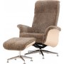 Schaffellsessel mit Fußhocker - Braun / Eiche - Ulla