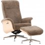 Schaffellsessel mit Fußhocker - Braun / Eiche - Ulla