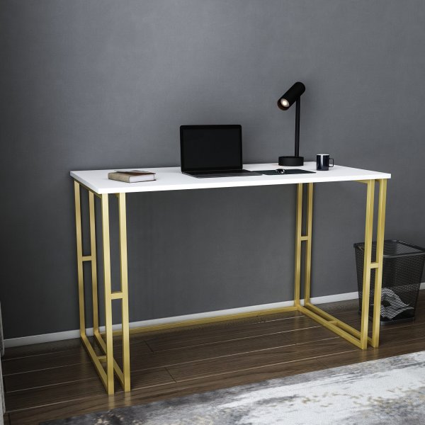 Kane Schreibtisch 120 x 60 cm - Gold/Weiß
