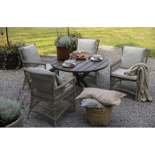 Outdoor-Sessel aus naturfarbenem Kunstrattan