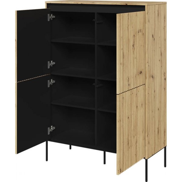 Trendschrank H140 cm - Artisan-Eiche/Schwarz