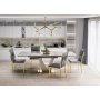 Valentino Esstisch 160-220 x 90 cm - Grauer Marmor/Hellgrau/Gold