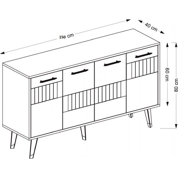 Moda Sideboard - Anthrazit/Silber