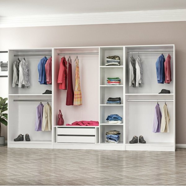 Cavolo Kleiderschrank 315 cm, Variante A - Weiß