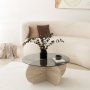 Bubble Couchtisch Ø75 cm - Travertin/rauchfarbenes Glas
