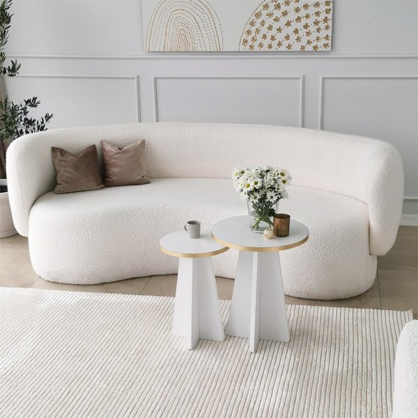 Pilz-Beistelltisch-Set Ø30/40 cm - Gold/Weiß