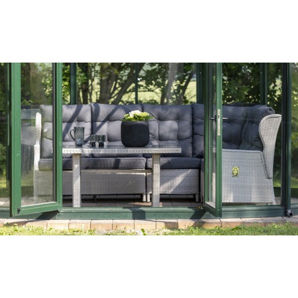 Wembley verstellbares Ecksofa mit Tisch - Leichtes synthetisches Rattan