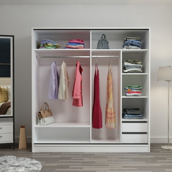 Kapusta Kleiderschrank 220x52x210 cm - Weiß/Schwarz/Braun