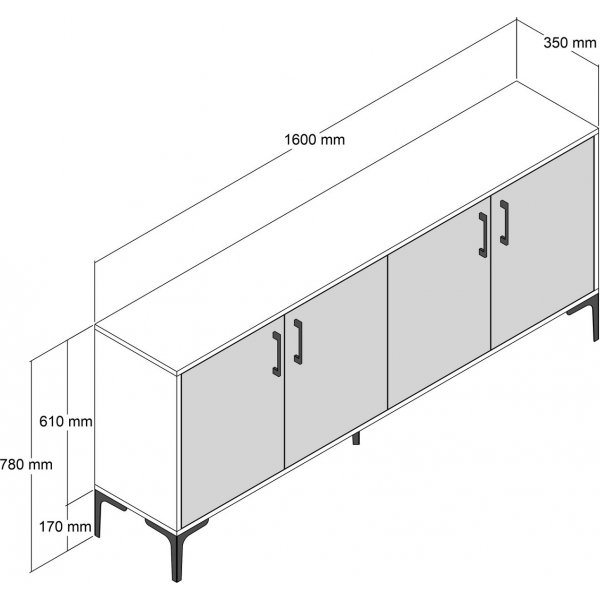 Kyiv Sideboard 160 cm - Weiß