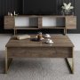 Medienbank 180 cm Walnuss / Gold - Lux