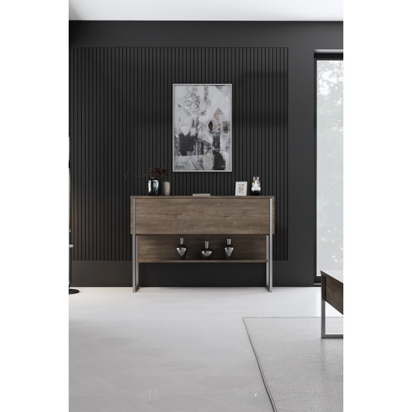 Lux Relieftisch 120 x 30 cm - Walnuss/Silber