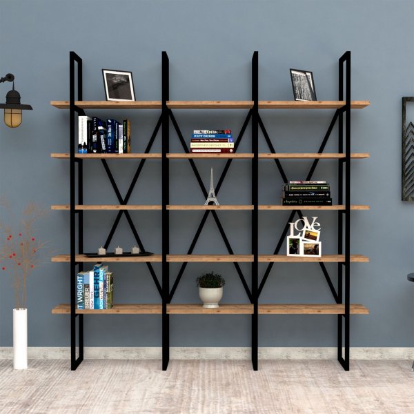 Bücherregal Bayer - Schwarz/Kiefer
