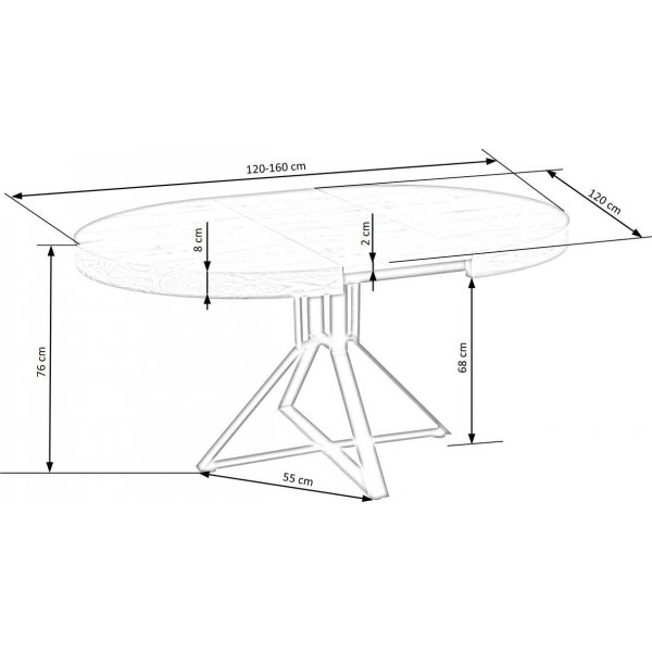 Mercy Esstisch 120-160 x 120 cm - Eiche/Schwarz