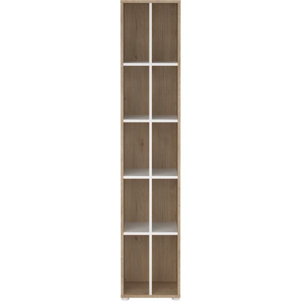 Schilder-Bücherregal mit Trennwand - Weiß/Hickory