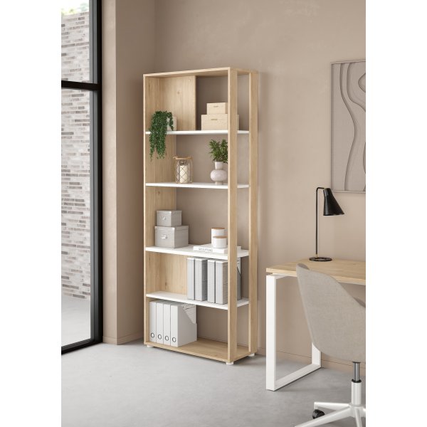 Schilder-Bücherregal - Weiß/Hickory