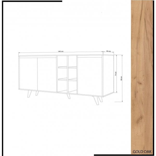 Prava Sideboard - Eiche/weiß