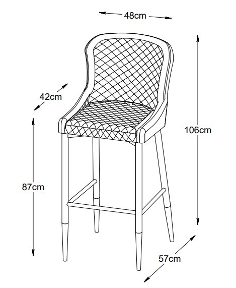 Carrie Barhocker aus grünem Samt SH 77 cm