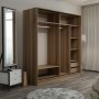 Kapusta Kleiderschrank mit Spiegeltüren, 220x52x210 cm - Braun