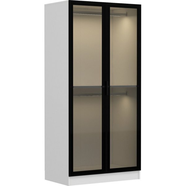 Cavolo Kleiderschrank 90 cm - Weiß/Schwarz